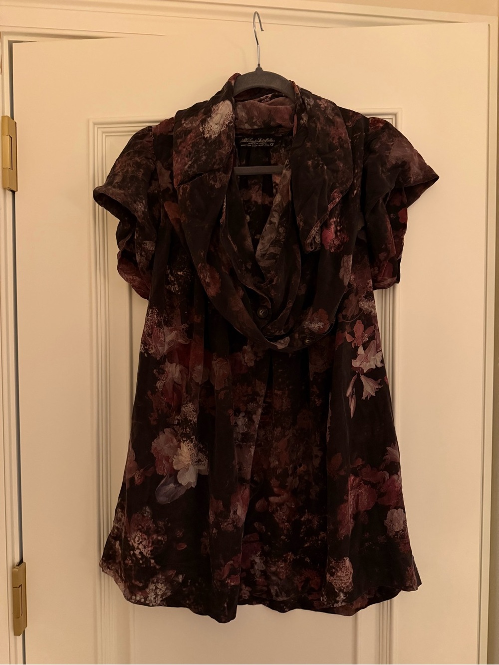 AllSaints Night Floral Mini Dress in Dusty Rose and Black